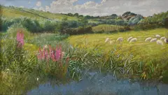 Landscape by Arthur Hughes, Oil on board, offered Jun 2024