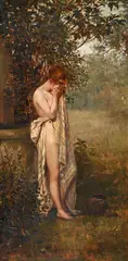 The broken pitcher by Albert Ludovici Junior, Oil on panel, sold Jun 2024