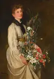 An apron full of meadow flowers by George Francis Carline, Oil on canvas, offered Jun 2024