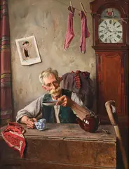 Teatime by Charles Spencelayh, 1899, Oil on canvas, sold Jun 2024