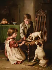 Feeding time by Edgar Hunt, Oil on canvas, offered Jun 2024