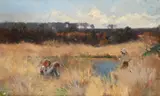An afternoon at the pond by Hector Caffieri, Oil on panel, offered Jun 2024