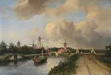 View of delft: a canal with barges by Johan Jongkind, Oil on panel, sold Jun 2024