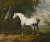 A grey horse and a dog in a landscape by Sawrey Gilpin, Oil on canvas, sold Jun 2024