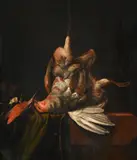 Still life of hung game birds by William Gowe Ferguson, Oil on panel, sold Jun 2024