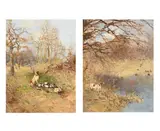 A gundog watching ducks by Alfredo Pariana, Oil on canvas laid on board, a pair Each signed and dated '1872' and '1876', sold Jun 2024