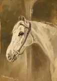The head of a horse by Robert Alexander, Oil on board, sold Jun 2024