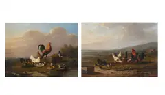 Feeding time by Frans van Severdonck, Oil on board, a pair, sold Jun 2024