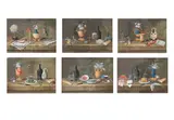 A set of six still-lives by Johann Rudolf Feyerabend, watercolor, offered Jun 2024