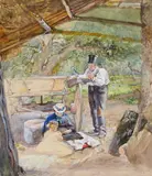 The wagon maker by George John Pinwell, Watercolour heightened with bodycolour, sold Jun 2024