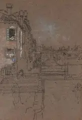 Venetian canal; bridge over canal (verso) by James Abbott McNeill Whistler, Chalk and pastel on brown paper, sold Jun 2024