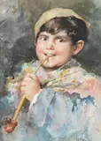Young pipe smoker by Vincenzo Irolli, Watercolour, offered Jun 2024