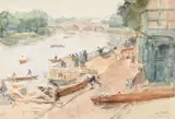 Richmond boathouse on the thames by Isaac Israëls, Watercolour, sold Jun 2024