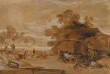 R.a. (british 1775-1851), the straw yard by J. M. W. Turner, Oil on paper, offered Jun 2024