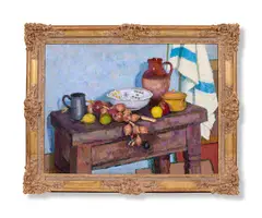 Still life by Edward Le Bas, Oil on board, sold Jun 2024