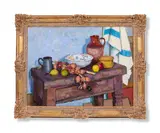Still life by Edward Le Bas, Oil on board, sold Jun 2024