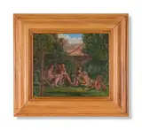 Children in a garden by John Lessore, 1969, Oil on board, sold Jun 2024