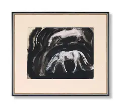 Grey horses by Tory Lawrence, 1993, Gouache, ink and wash, sold Jun 2024