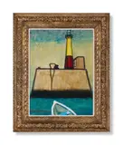 Boat and lighthouse by Alan Lowndes, 1961, Oil on canvas, sold Jun 2024