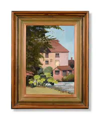 Brimpton mill by Kenneth Simmonds, 1972, Oil on board, sold Jun 2024