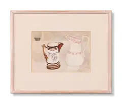 Still life of jugs by Mary Potter, Pencil and watercolour, sold Jun 2024