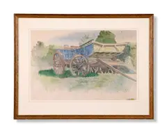 The wagon by Gilbert Spencer, 1928, Pencil and watercolour, offered Jun 2024