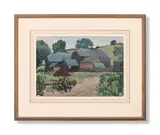 Farm buildings by William Dring, 1928, Pencil and watercolour, sold Jun 2024