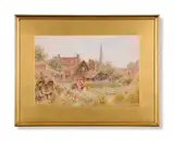 A village garden by Charles Gregory, Watercolour, sold Jun 2024