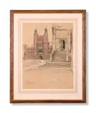 The schoolyard by Cecil Charles Windsor Aldin, Chalk on buff paper, sold Jun 2024
