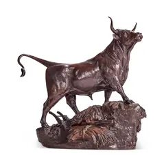 A large bronze figure of a bull by Auguste-Nicolas Cain, BRONZE, sold May 2024
