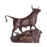 A large bronze figure of a bull by Auguste-Nicolas Cain, BRONZE, sold May 2024