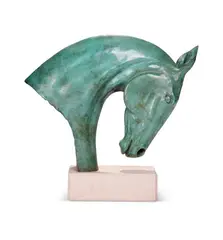 Bust ii by George Caleb Bingham, 2011, Bronze with a green patina, sold May 2024