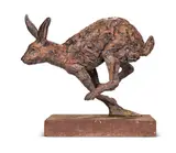 Running hare by Hamish Mackie, 2009, Bronze, sold May 2024