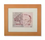 Boom! by David Godbold, Ink and computer printout on tracing paper over found paper, sold Apr 2024