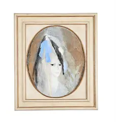 L'espagnole by Marie Laurencin, Oil on canvas, oval, sold Apr 2024