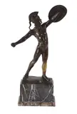 A german art deco bronze model of a spartan warrior by Wilhelm Volz, BRONZE, sold Apr 2024