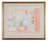 Interior view west indies by Guy Roddon, Watercolour, sold Apr 2024