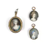 Miniature portrait of a young girl, dated 1762 by Y James Scouler, 1762, Watercolour on ivory image, sold Mar 2024