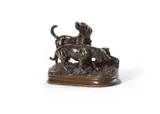 A bronze animalier dog group, late 19th century by Alfred Dubucand, BRONZE, offered Mar 2024
