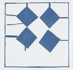 Untitled (four blue diamonds) by Sandra Blow, 2002, Ink and collage, sold Mar 2024