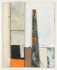 Coast mine by Michael Canney, Oil, wood and collage, sold Mar 2024