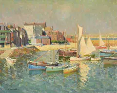 St. ives harbour by Arthur Hayward, Oil on canvas, sold Mar 2024