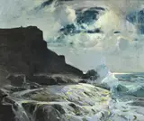 There is music in the night by Frank Gascoigne Heath, Oil on canvas, sold Mar 2024
