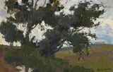 Paysage pastoral by Eugène Brouillard, Oil on canvas, sold Mar 2024