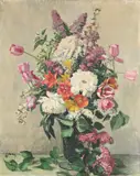 Grand bouquet de fleurs by Drian, Oil on canvas, sold Mar 2024
