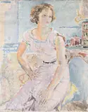 Portrait of a lady seated by Cathleen Sabine Mann, 1933, Oil on canvas, sold Mar 2024