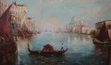 Venetian scene by T. Jarazynski, oil on canvas, sold Jul 2024