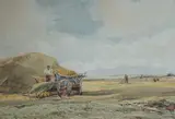 Haymaking, Norfolk by Claude Hayes, watercolor, sold Jul 2024