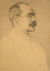 Portrait of Rudyard Kipling by William Strang, etching, sold Jul 2024