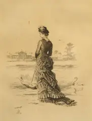 Full length portrait of a lady by John Everett Millais, 1878, etching, sold Jul 2024